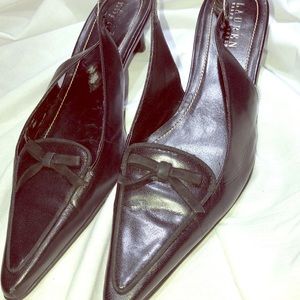 Black Leather Ralph Lauren “Julie” Slingback